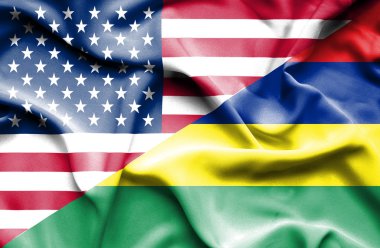 mauritius ve ABD bayrağı sallayarak