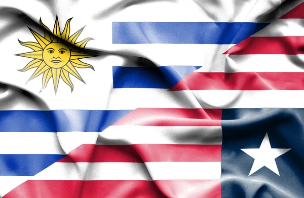 Bandera ondeante de Liberia y Uruguay —  Fotos de Stock