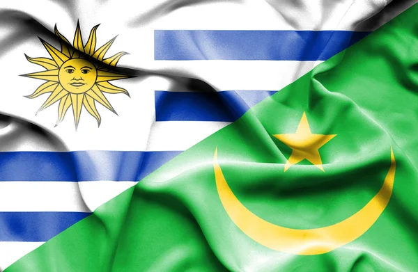 Bandera ondeante de Mauritania y Uruguay — Foto de Stock