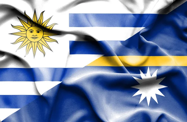 Bandera ondeante de Nauru y Uruguay —  Fotos de Stock