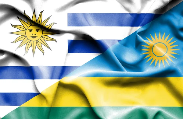 Machać flaga Rwandy i Urugwaju — Zdjęcie stockowe