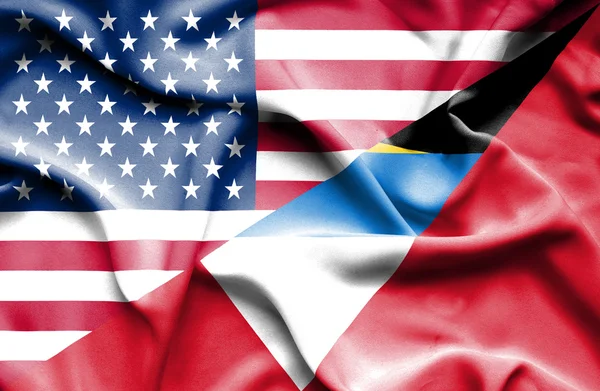 Bandera de Antigua and Barbuda y Estados Unidos —  Fotos de Stock