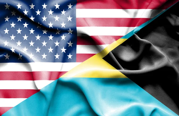 Drapeau des Bahamas et des États-Unis — Photo