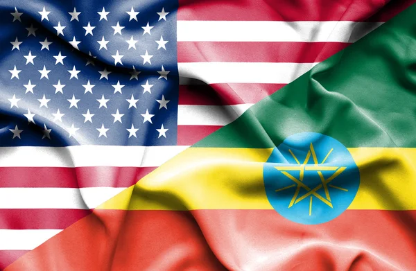 Drapeau de l'Éthiopie et des États-Unis — Photo