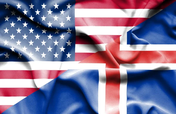 Drapeau de l'Islande et des États-Unis — Photo