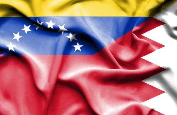 Waving flag of Bahrain and  Venezuela — Stock Photo, Image