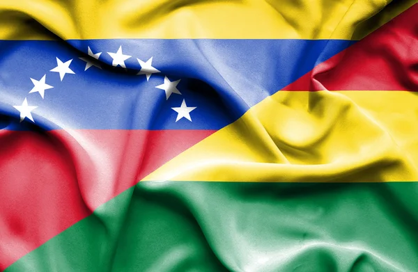 Waving flag of Bolivia and Venezuela — Stock fotografie