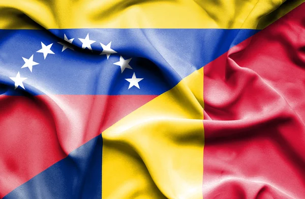 Waving flag of Chad and Venezuela — Stockfoto