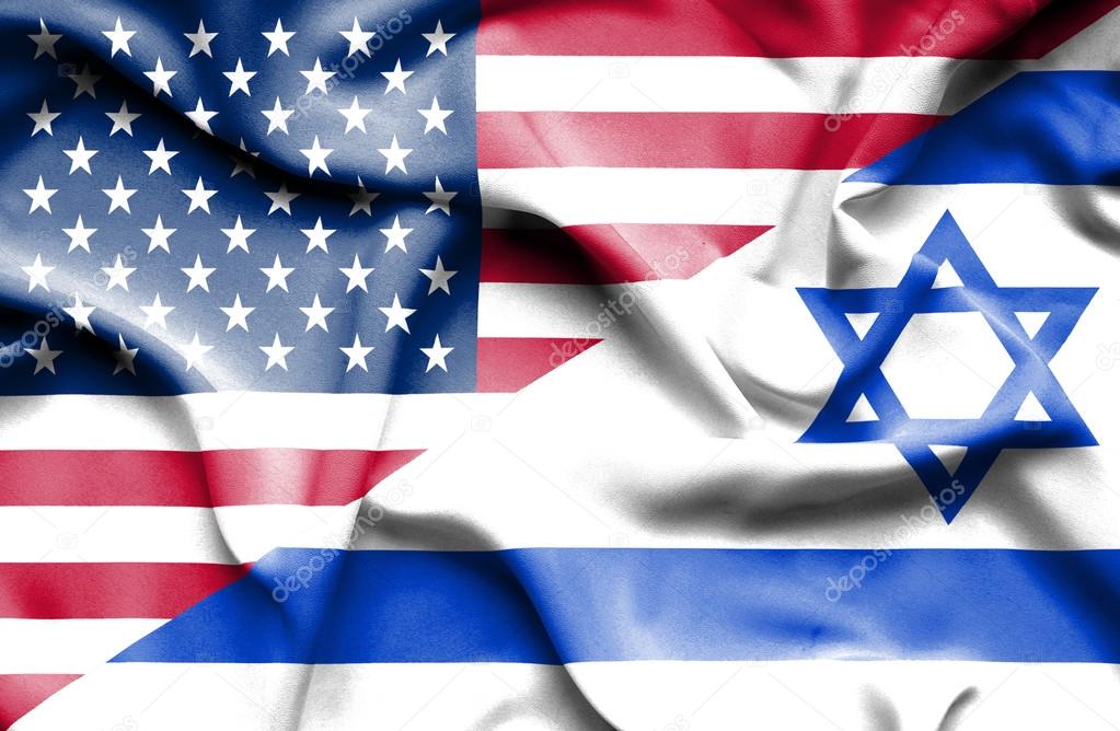 Waving flag of Israel and USA