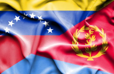 Waving flag of Eritrea and Venezuela