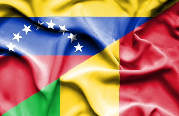 Waving flag of Mali and Venezuela — Stock Photo, Image