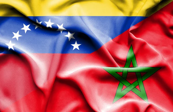 Bandera ondeante de Marruecos y Venezuela — Foto de Stock