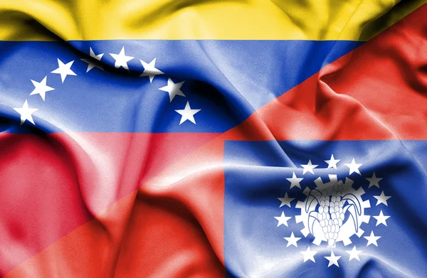 Ondeando la bandera de Myanmar y Venezuela — Foto de Stock