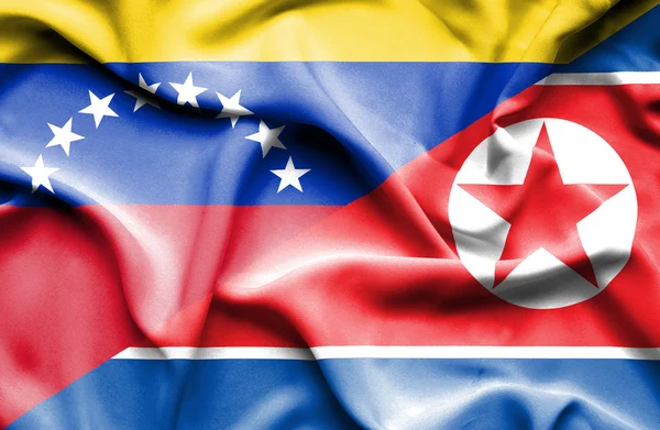 Drapeau de la Corée du Nord et du Venezuela — Photo