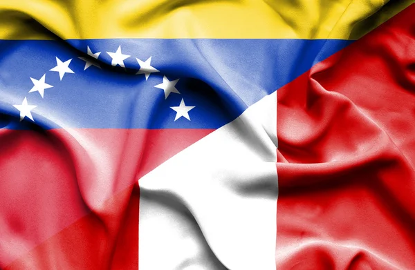 Peru och venezuela viftande flagga — Stockfoto