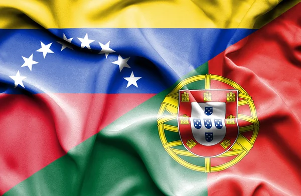 Portugal och venezuela viftande flagga — Stockfoto