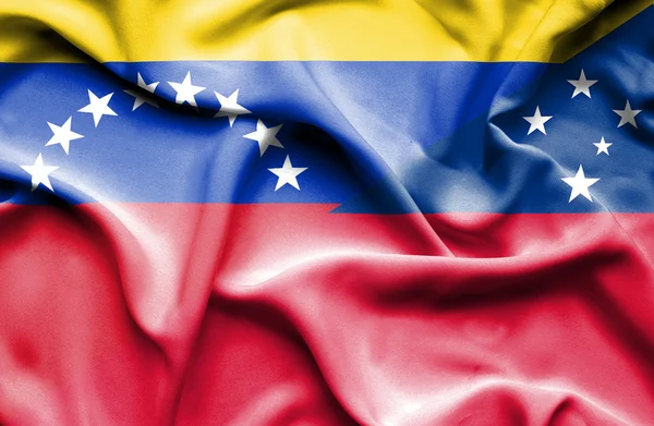 Waving flag of Samoa and Venezuela — Stock Photo, Image