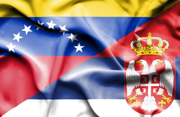 Bandeira acenando de Sérvia e Venezuela — Fotografia de Stock