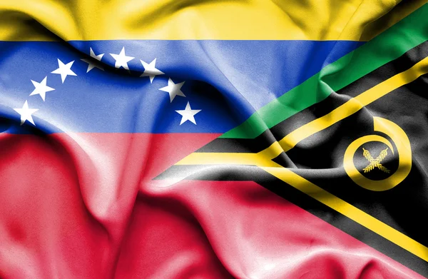 Waving flag of Vanuatu and Venezuela — 图库照片