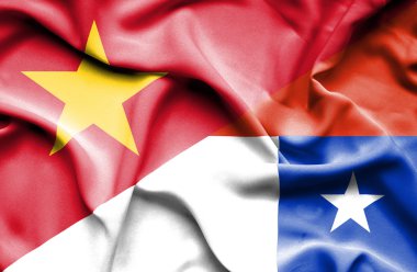 Waving flag of Chile and Vietnam