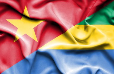 gabon ve vietnam bayrağı sallayarak