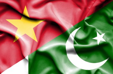 Waving flag of Pakistan and Vietnam