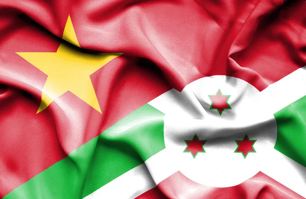 Waving flag of Burundi and Vietnam — 图库照片