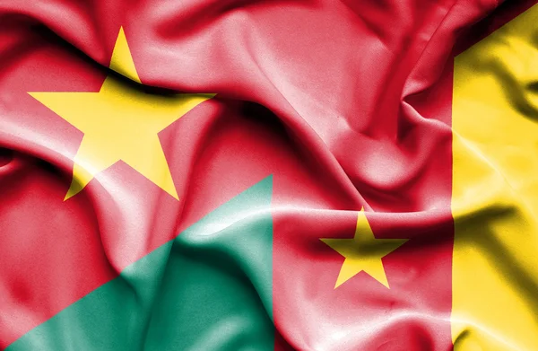 Waving flag of Cameroon and Vietnam — 图库照片