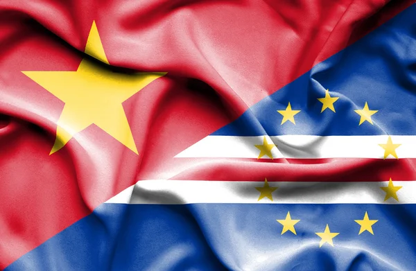 Waving flag of Cape Verde and Vietnam — Stock Photo, Image