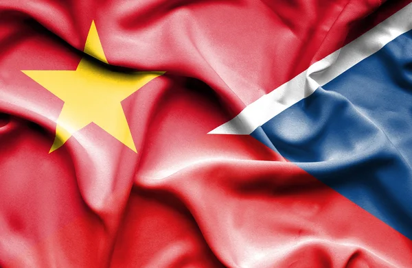 Waving flag of Czech Republic and Vietnam — 图库照片