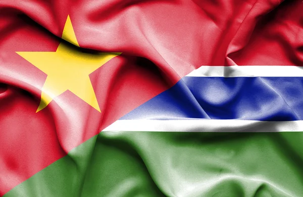 Waving flag of Gambia and Vietnam — Stock Photo, Image