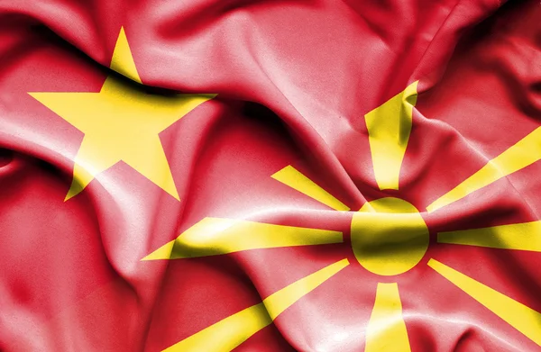 Integetett zászló Macedónia és vietnam — Stock Fotó