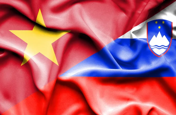 Bandeira da Eslovénia e do Vietname — Fotografia de Stock