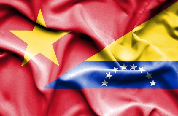 Waving flag of Venezuela and Vietnam — Φωτογραφία Αρχείου