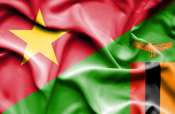 Fahne von Simbabwe und Vietnam schwenkend — Stockfoto