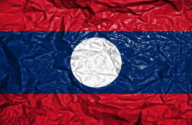 Laos vintage bayrağı eski buruşuk kağıt arka plan üzerinde