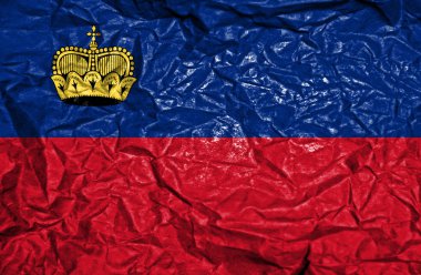 Lichtenstein vintage bayrağı eski buruşuk kağıt arka plan üzerinde