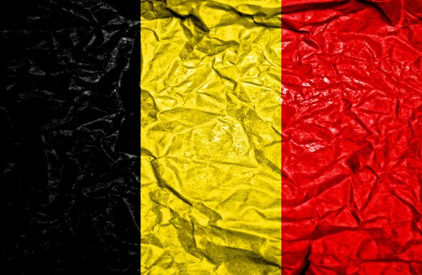 Belgium vintage flag on old crumpled paper background — Stock Photo, Image