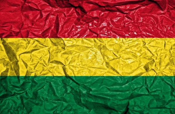 Vintage flaga Boliwii na stary tło zmięty papier — Zdjęcie stockowe
