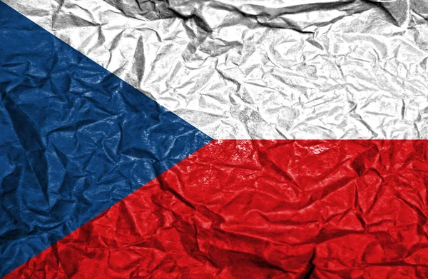 Τσεχική Δημοκρατία vintage σημαία σε παλιά τσαλακωμένο χαρτί φόντο — Φωτογραφία Αρχείου