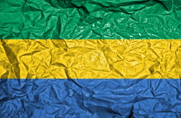 Gabon vintage flag on old crumpled paper background — Stock Photo, Image