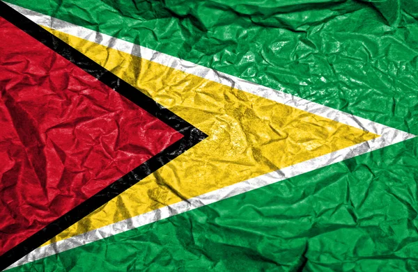 Bandera vintage de Guyana sobre fondo de papel arrugado viejo — Foto de Stock