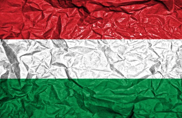Hungary vintage flag on old crumpled paper background — Stock Photo, Image