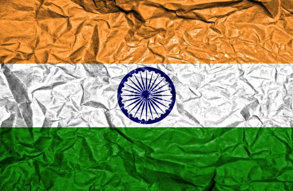 India vintage flag on old crumpled paper background — Stock Photo, Image