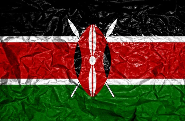 Kenya Vintage Flagge auf altem zerknittertem Papier Hintergrund — Stockfoto