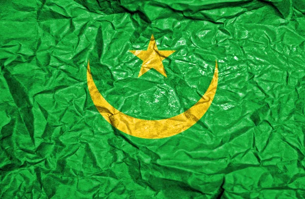 Mauritanië vintage vlag op oude verfrommeld papier achtergrond — Stockfoto