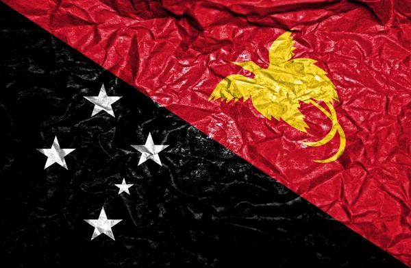 Papua-Nova Guiné bandeira do vintage no fundo de papel velho amassado — Fotografia de Stock