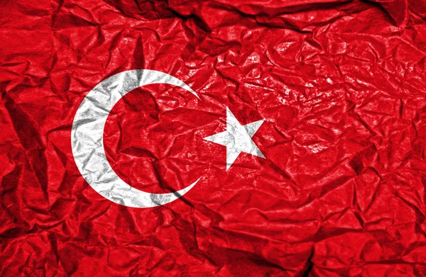 Turkey vintage flag on old crumpled paper background — Stock Photo, Image