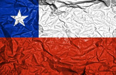Şili vintage bayrağı eski buruşuk kağıt arka plan üzerinde