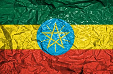 Etiyopya vintage bayrağı eski buruşuk kağıt arka plan üzerinde